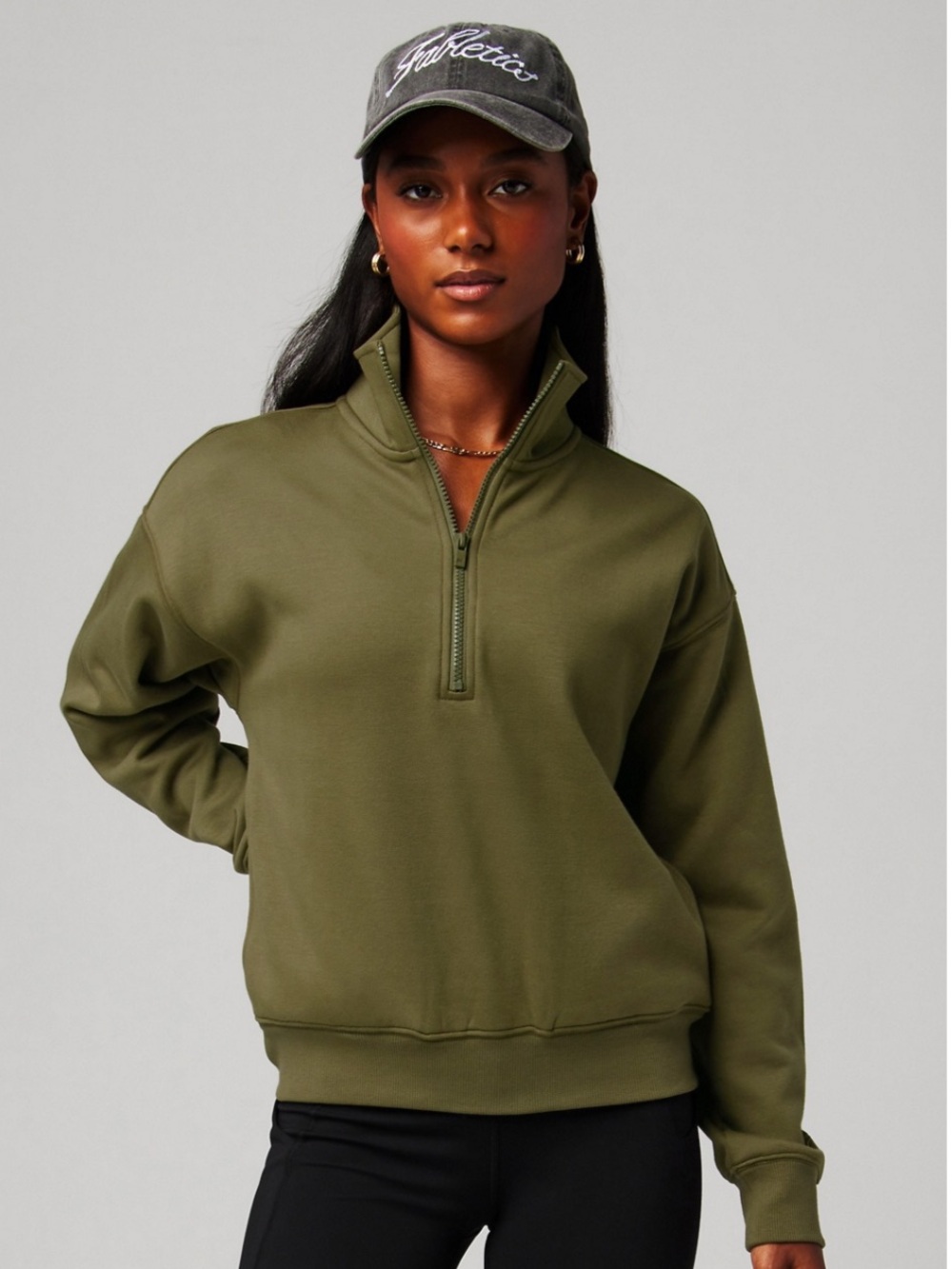Fabletics Olive Half-Zip Pullover Sweater
